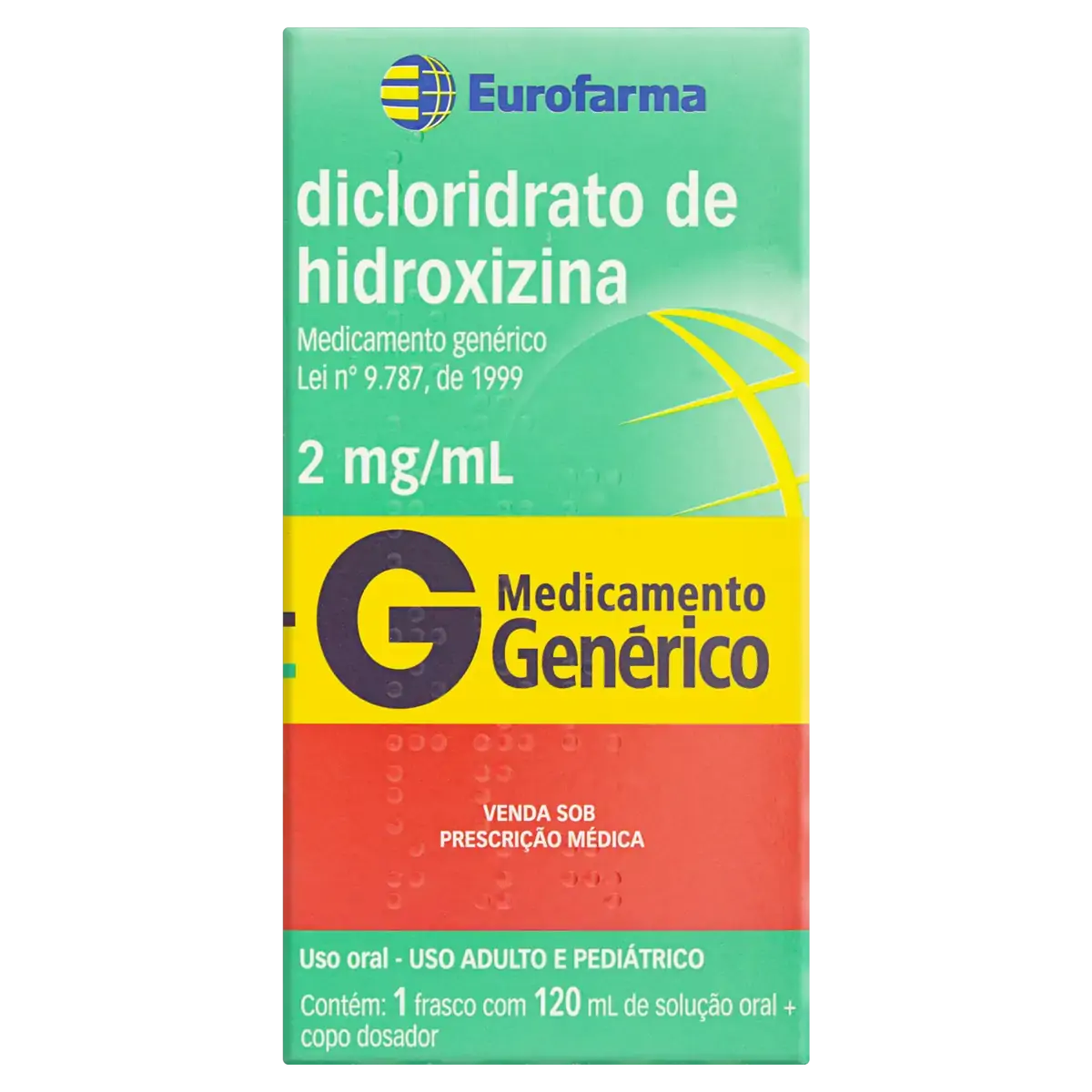 Dicloridrato De Hidroxizina 2mg/ml Eurofarma Caixa 120ml Copo Dosador