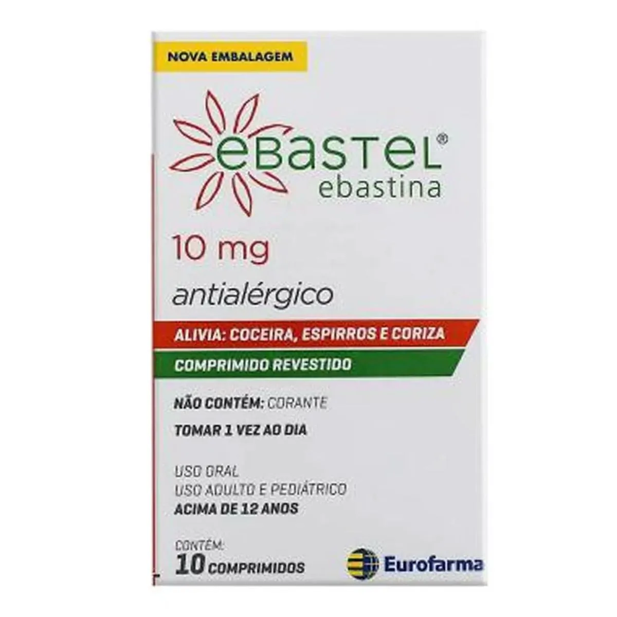 Ebastel 10mg Eurofarma Caixa 10 Comprimidos Revestidos