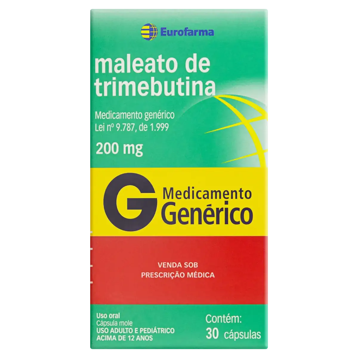 Maleato De Trimebutina 200mg Eurofarma Caixa 30 Cápsulas