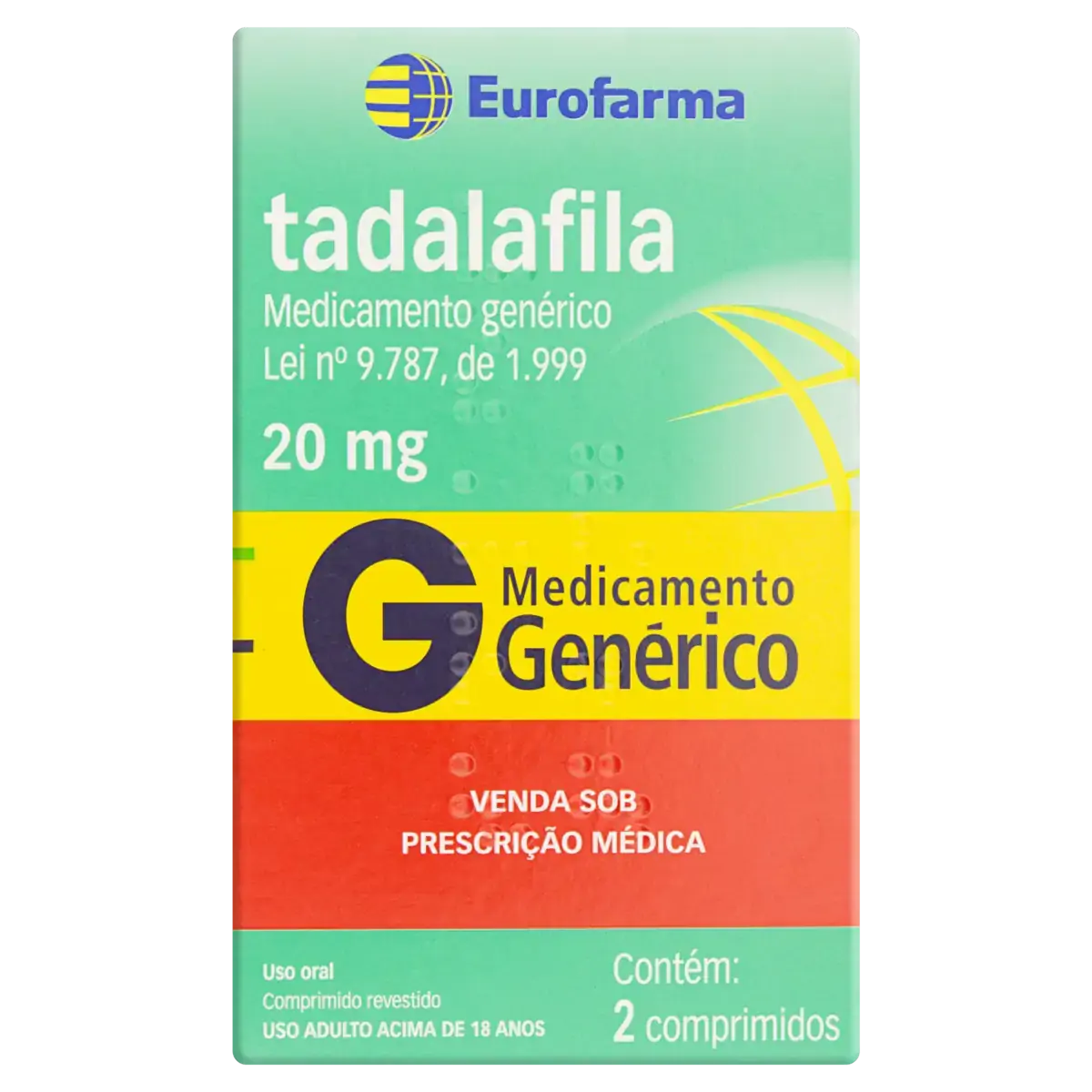 Tadalafila 20mg Eurofarma Caixa 2 Comprimidos Revestidos