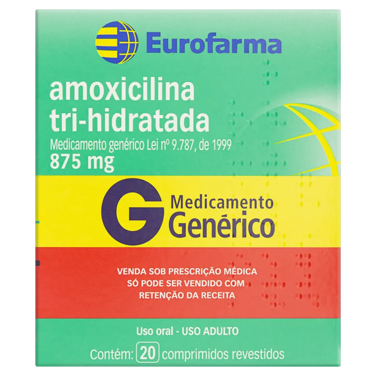 Amoxicilina Tri Hidratada 875mg Eurofarma Caixa 20 Comprimidos Revestidos