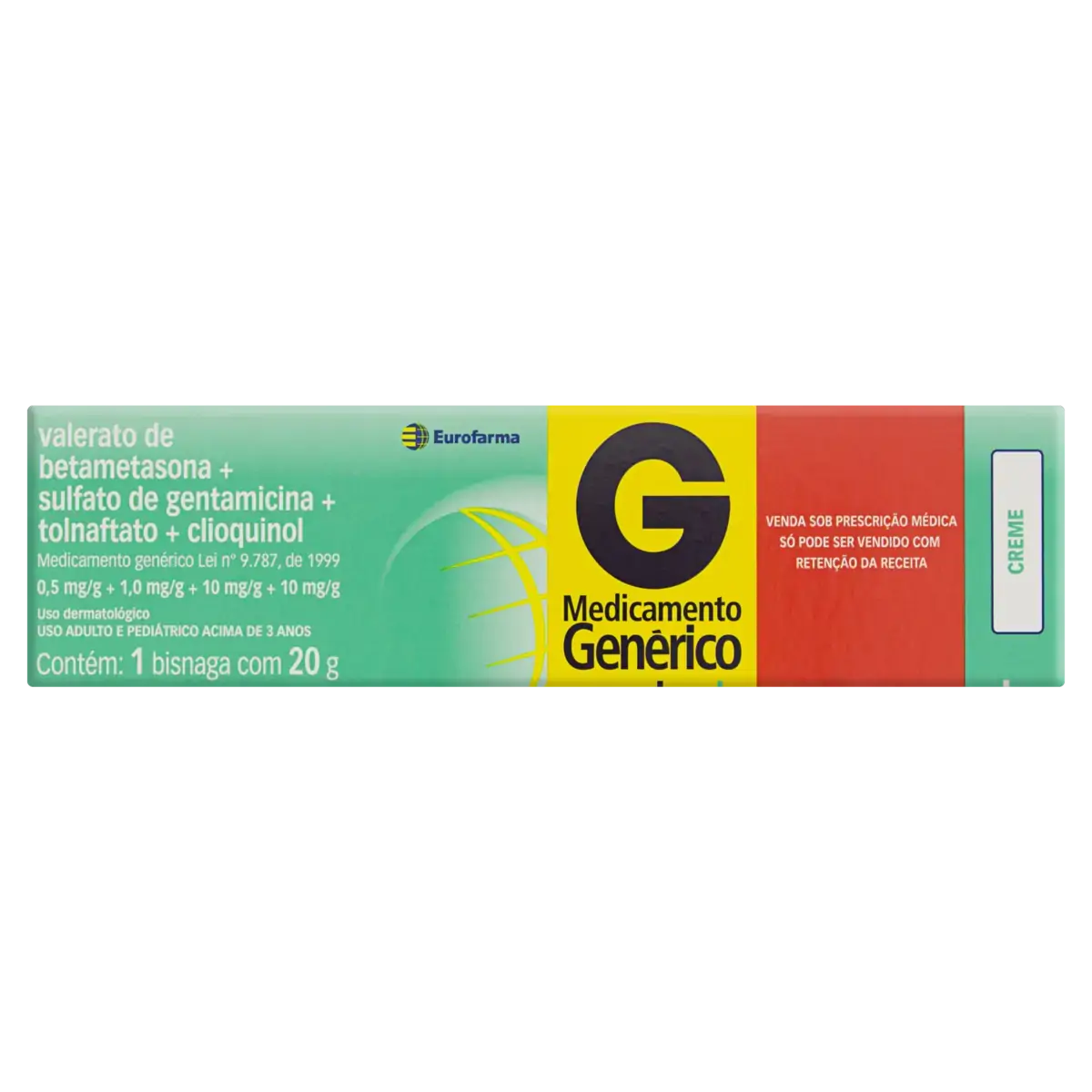 Valerato De Betametasona Sulfato De Gentamicina Tolnaftato Clioquinol Eurofarma Caixa 20g Creme