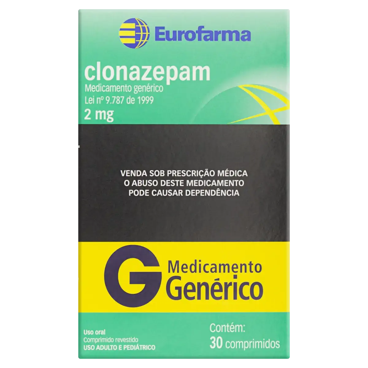 Clonazepam 2mg Eurofarma Caixa 30 Comprimidos Revestidos