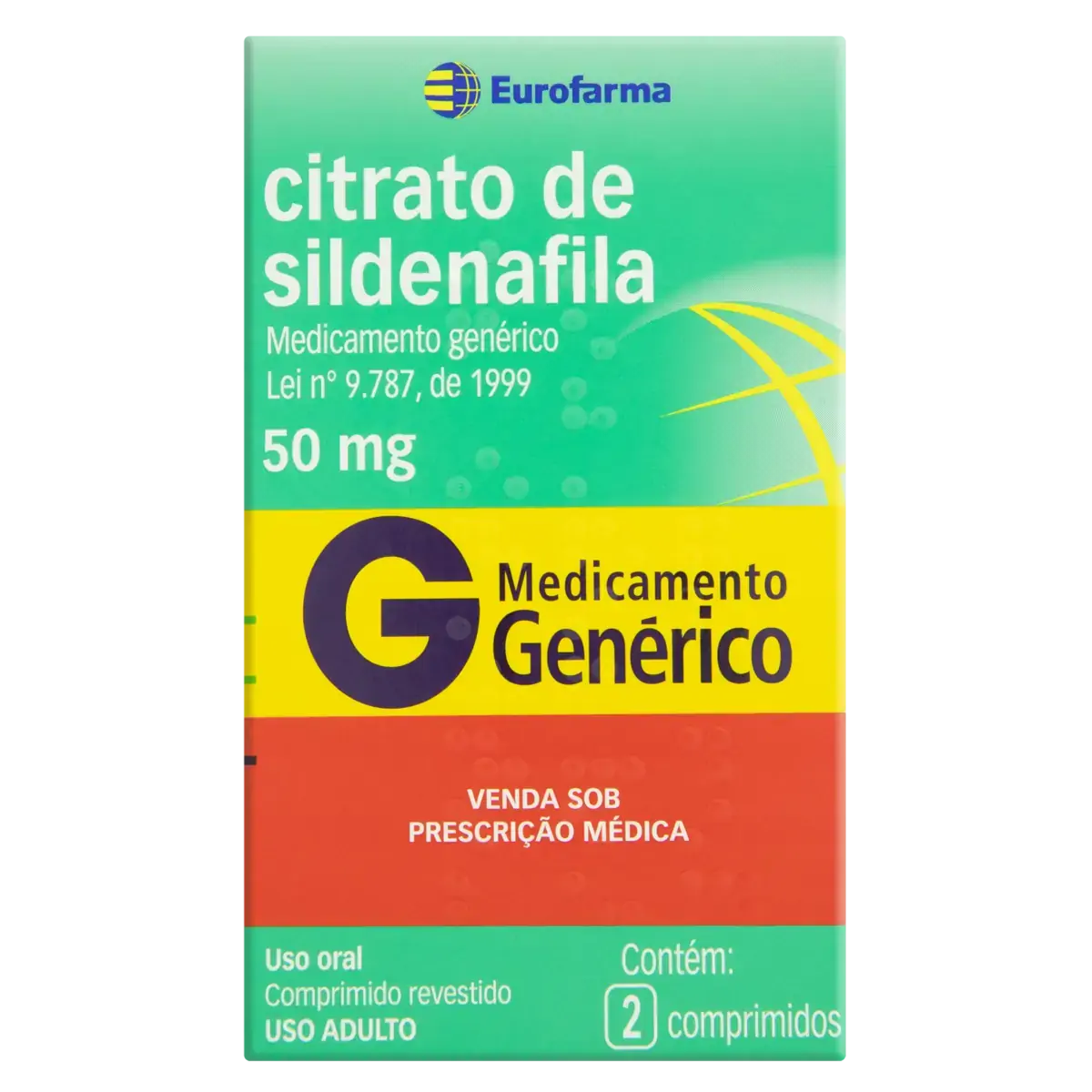Citrato De Sildenafila 50mg Eurofarma Caixa 2 Comprimidos Revestidos