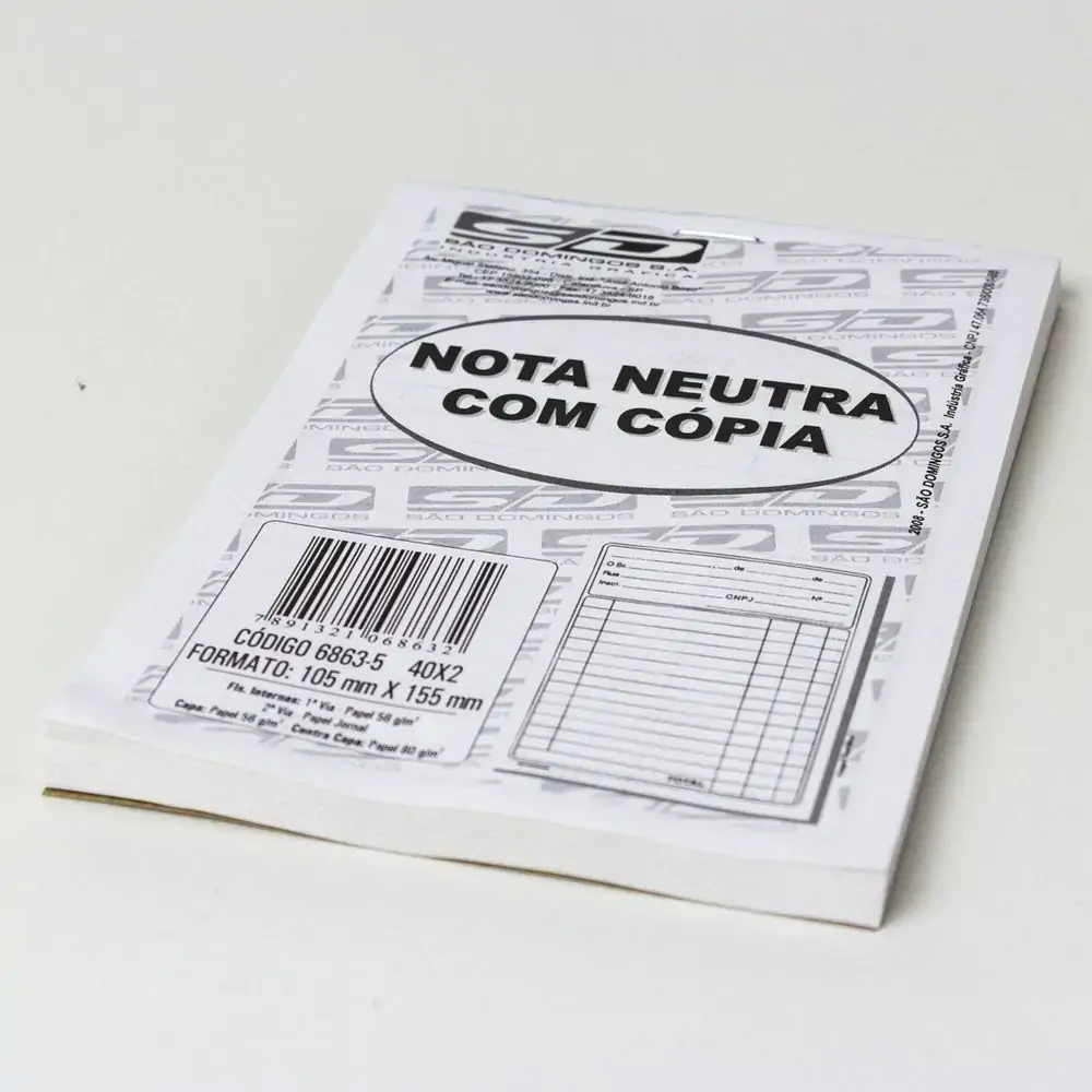 Bloco Nota Neutra Jan/36 C/copia 40f Sao Domi