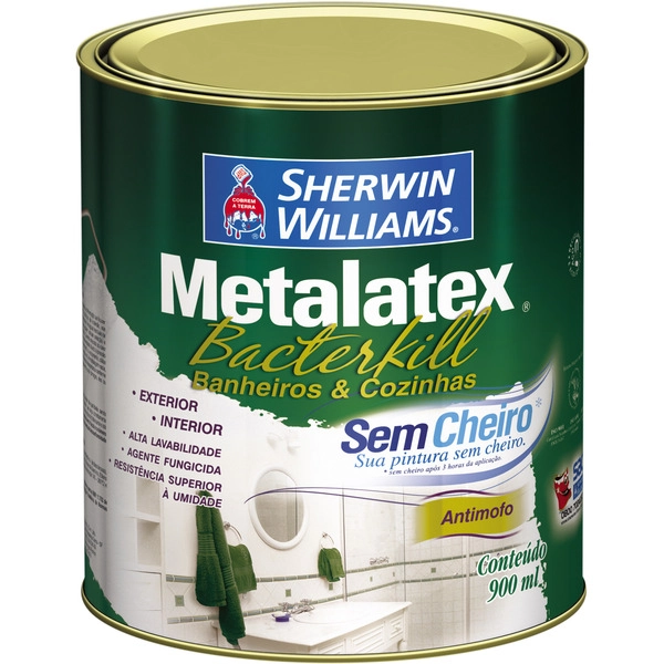 Tinta Metalatex Bactercryl Banheiro E Cozinha Branca 900ml