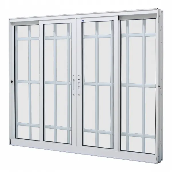 Janela De Correr Alumínio Branco 100x120 4 Folhas Com Grade Jap Caribe Max