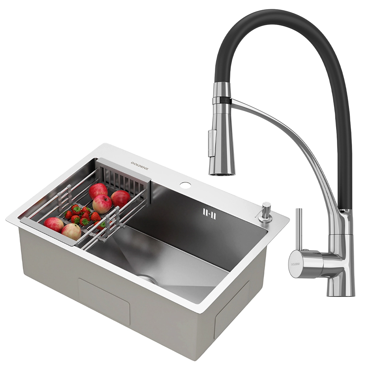 Kit Cuba Gourmet Quebec 62cm Aço Inox 304 e Torneira Gourmet Florença Monocomando GoldenX