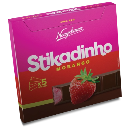 Bombom Morango Stikadinho Pacote 61,5g 5 Unidades
