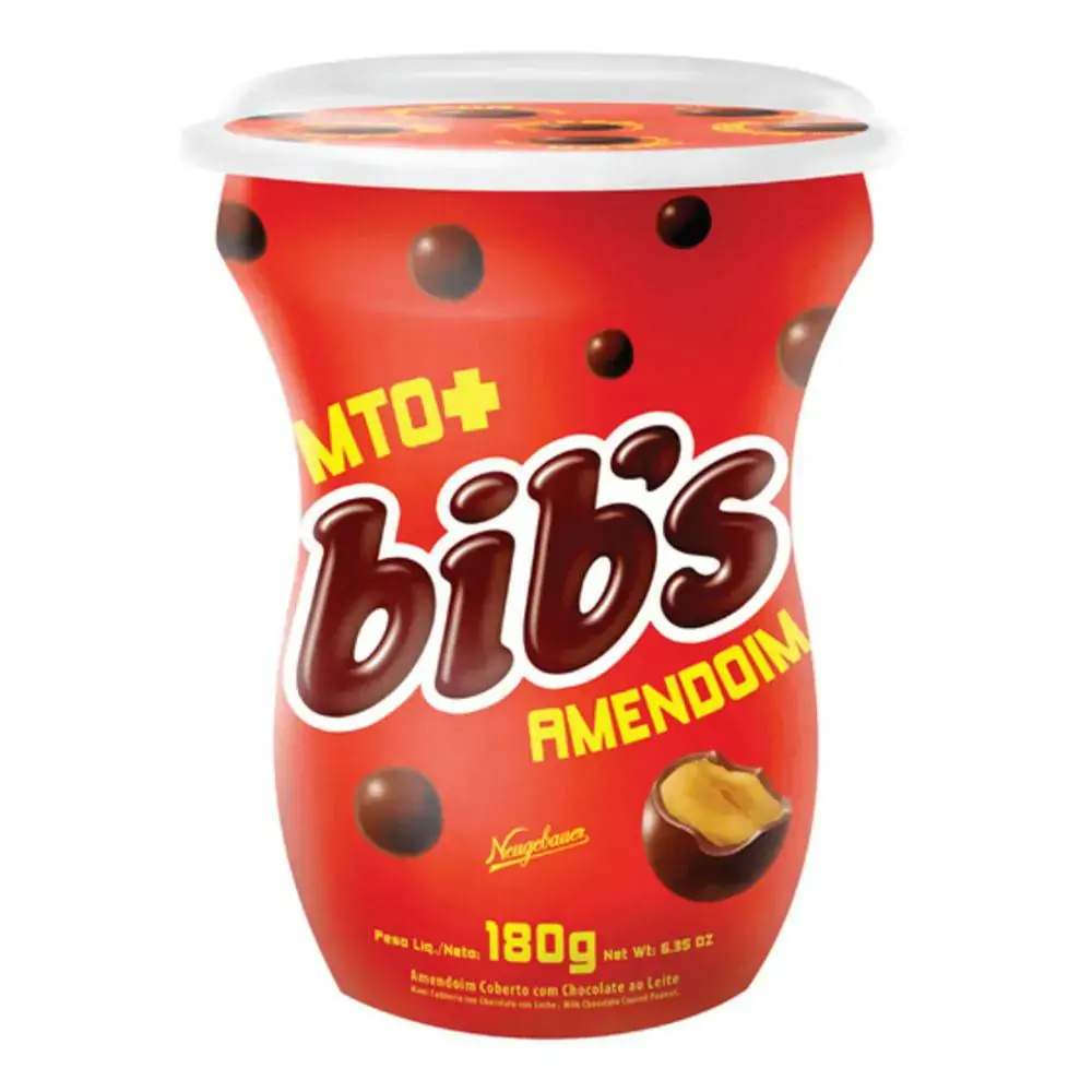 Confeito De Amendoim Coberto Com Chocolate Ao Leite Bibs Pote 180g