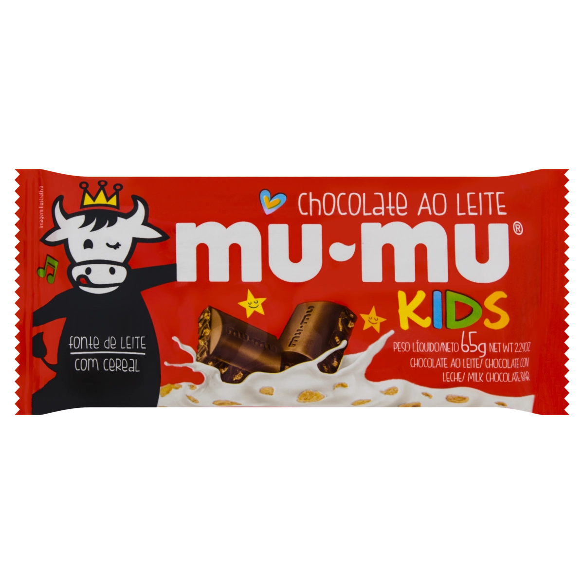 Chocolate Ao Leite Mu Mu Kids Pacote 65g