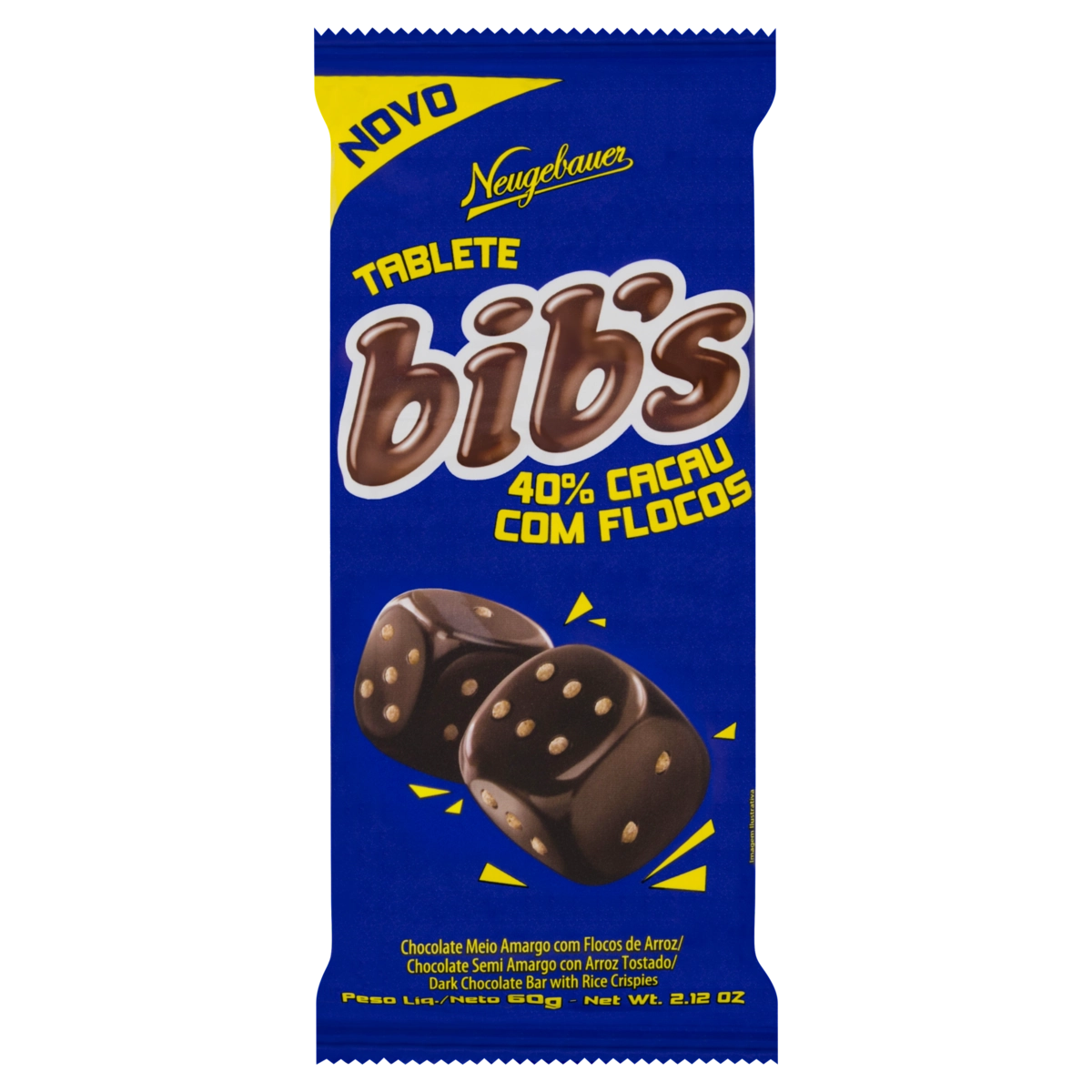 Chocolate Meio Amargo 40 Cacau Com Flocos Bibs Pacote 60g