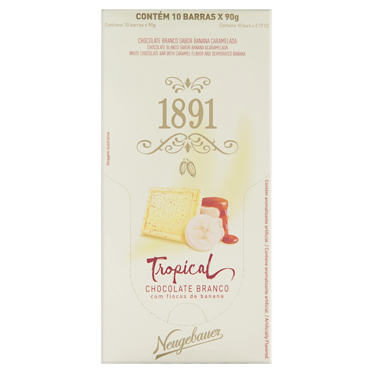 Chocolate Branco Banana Caramelada Neugebauer 1891 Tropical Caixa 900g 10 Unidades