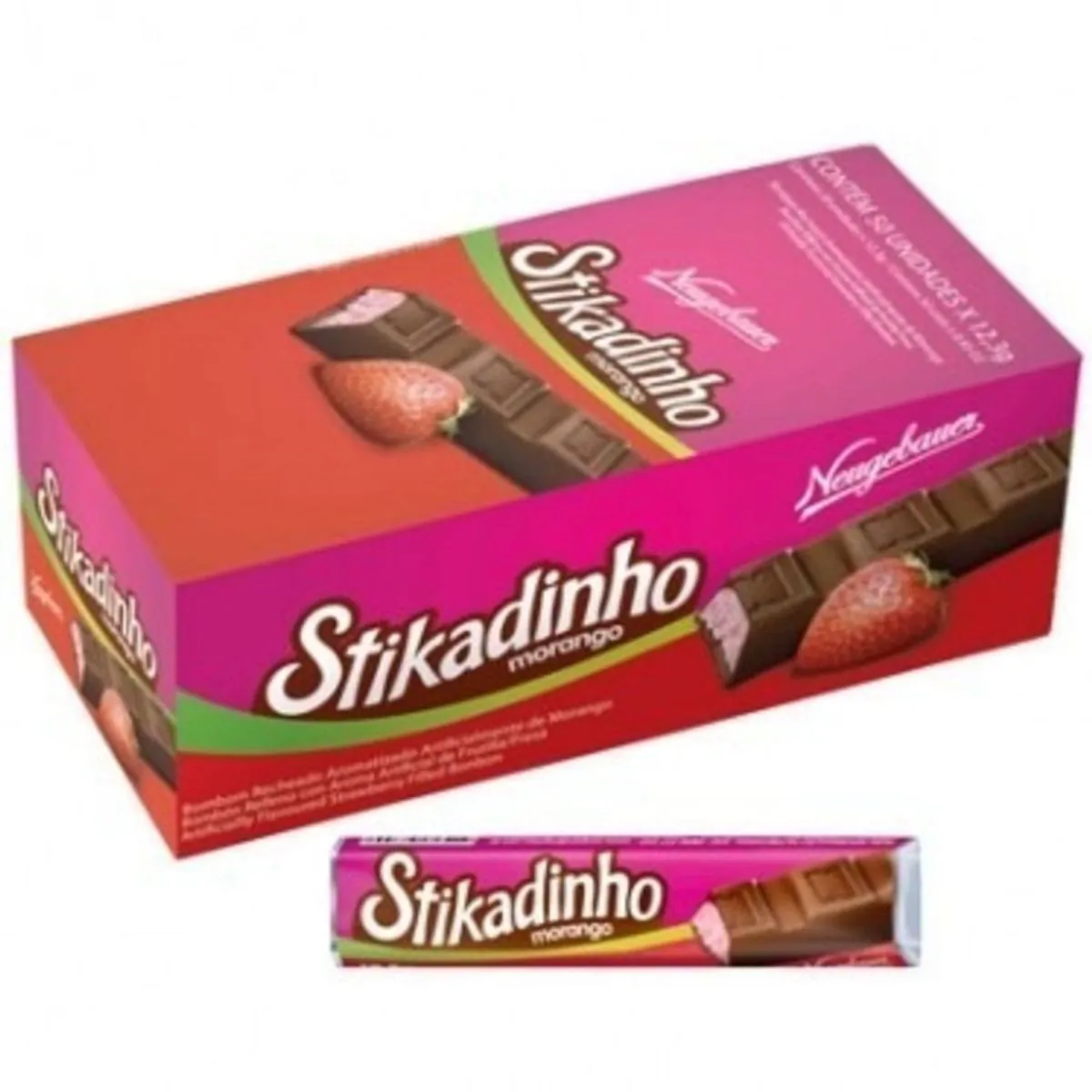 Chocolate Morango Stikadinho C/ 32 Unidades | Negebauer