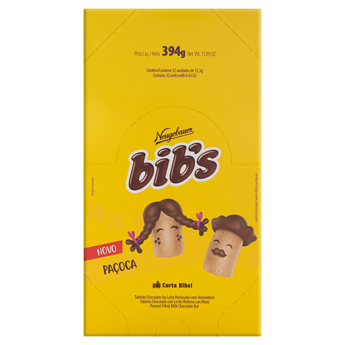 Chocolate Ao Leite Com Recheio De Amendoim Bibs Caixa 394g 32 Unidades