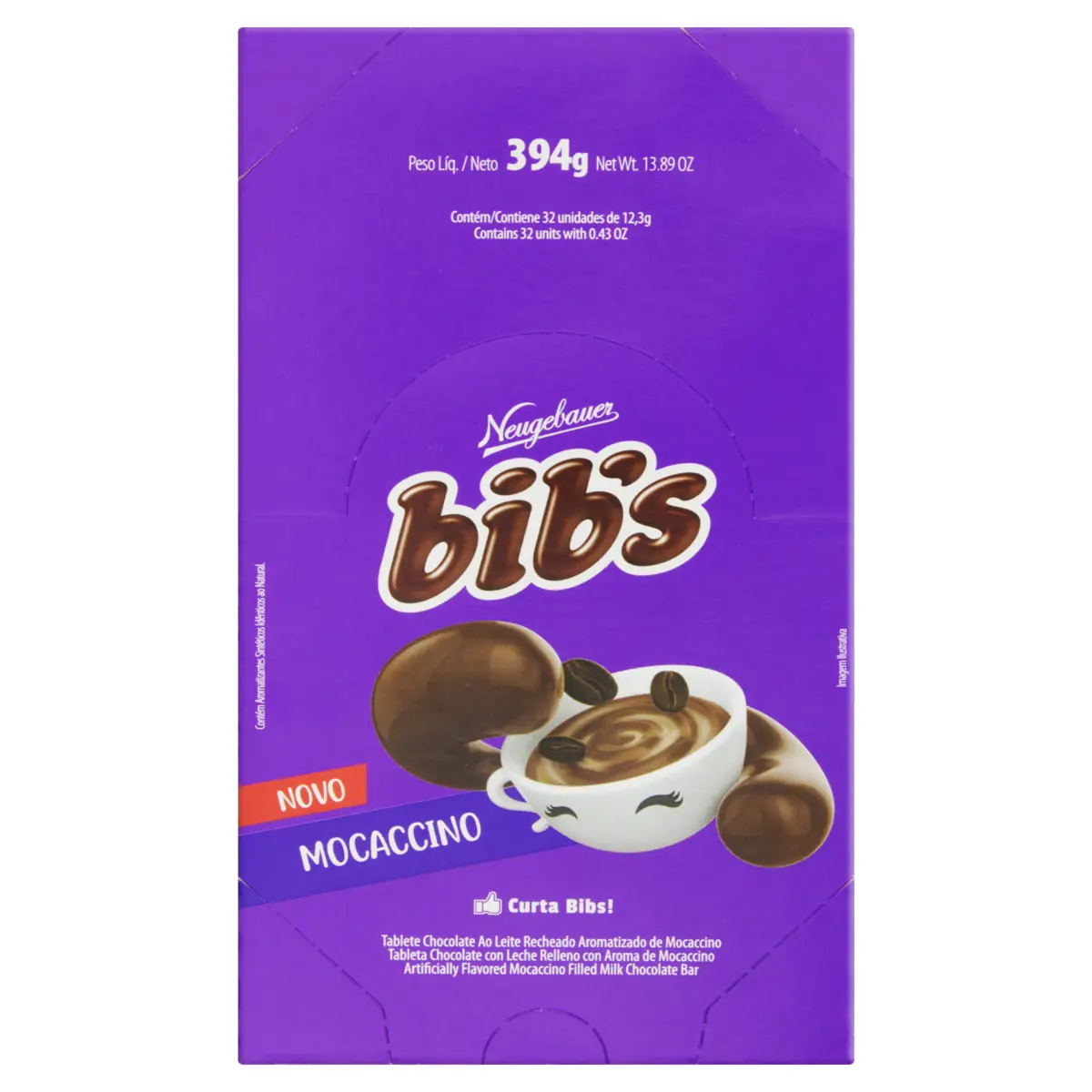 Chocolate Ao Leite Com Recheio De Mocaccino Bibs Caixa 394g 32 Unidades