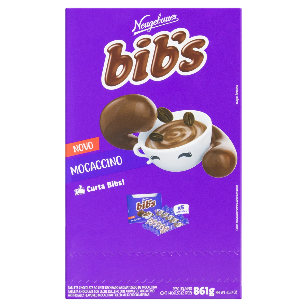 Chocolate Ao Leite Com Recheio De Mocaccino Bibs Caixa 861g 70 Unidades