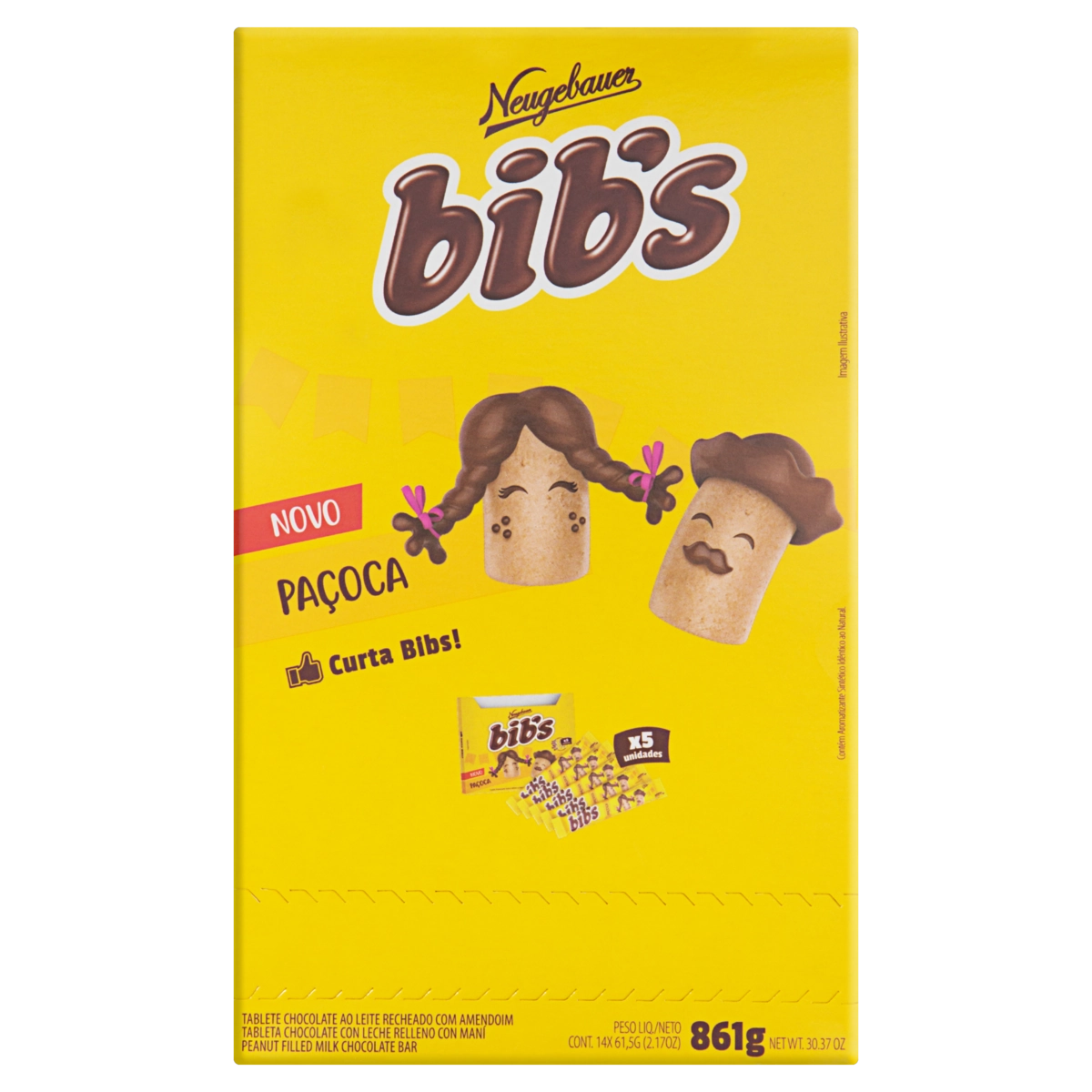 Chocolate Ao Leite Com Recheio De Amendoim Bibs Caixa 861g 70 Unidades