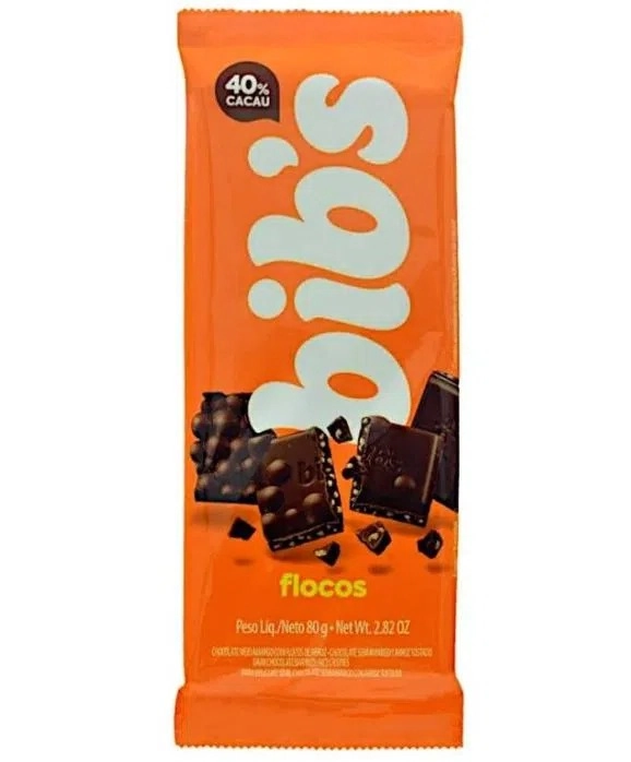 Chocolate Meio Amargo 40 Cacau Com Flocos Bibs Pacote 80g