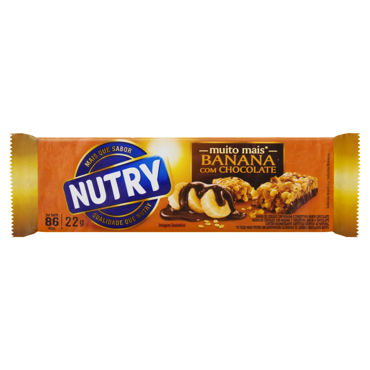 Barra De Cereal Banana Cobertura Chocolate Nutry Pacote 22g