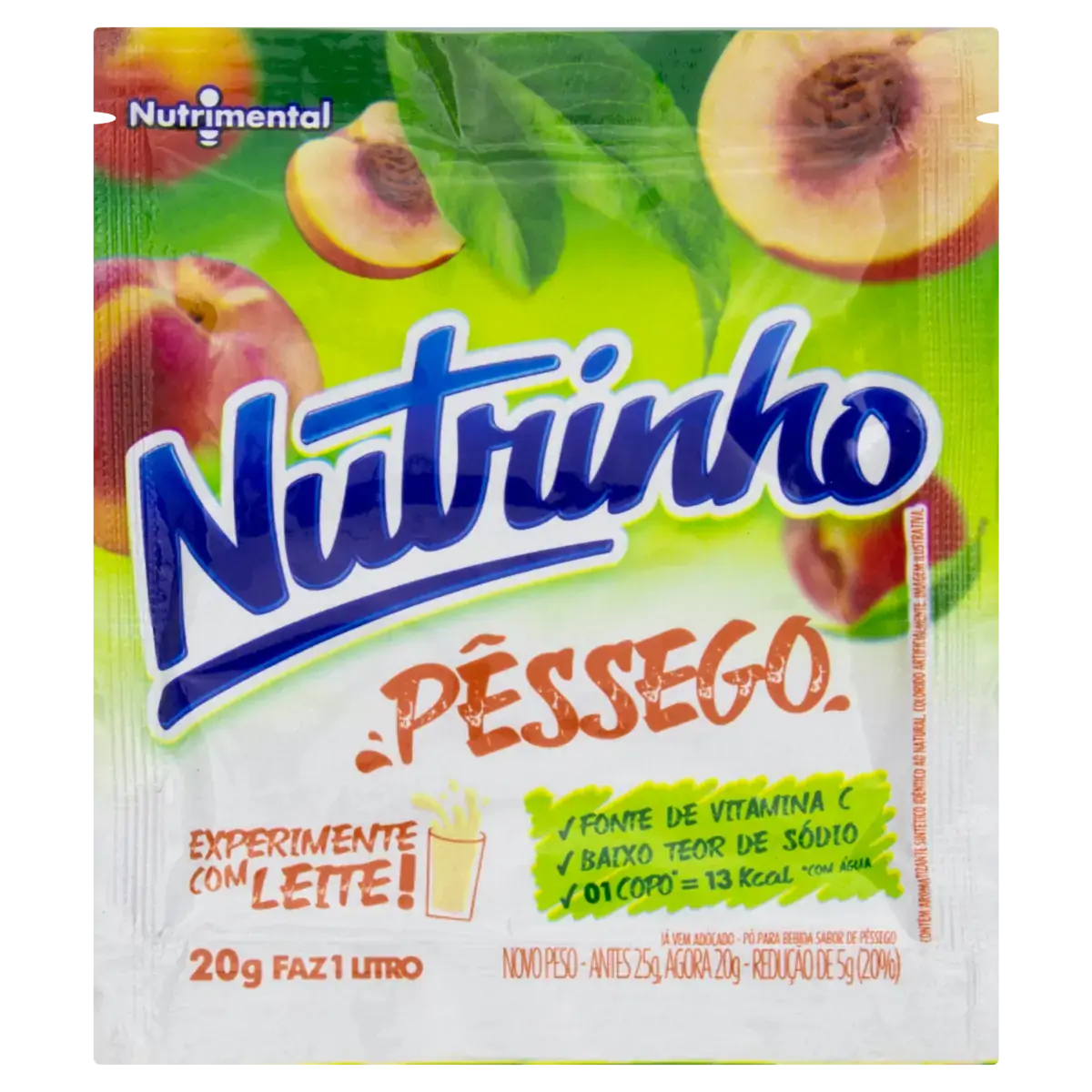 Refresco Em Pó Pêssego Nutrinho Pacote 20g