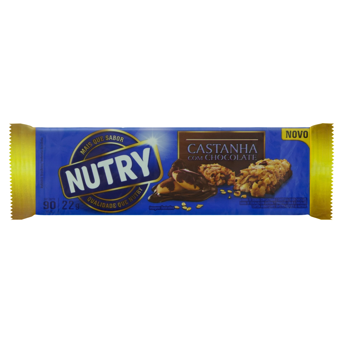 Barra De Cereal Castanha Cobertura Chocolate Nutry Pacote 22g