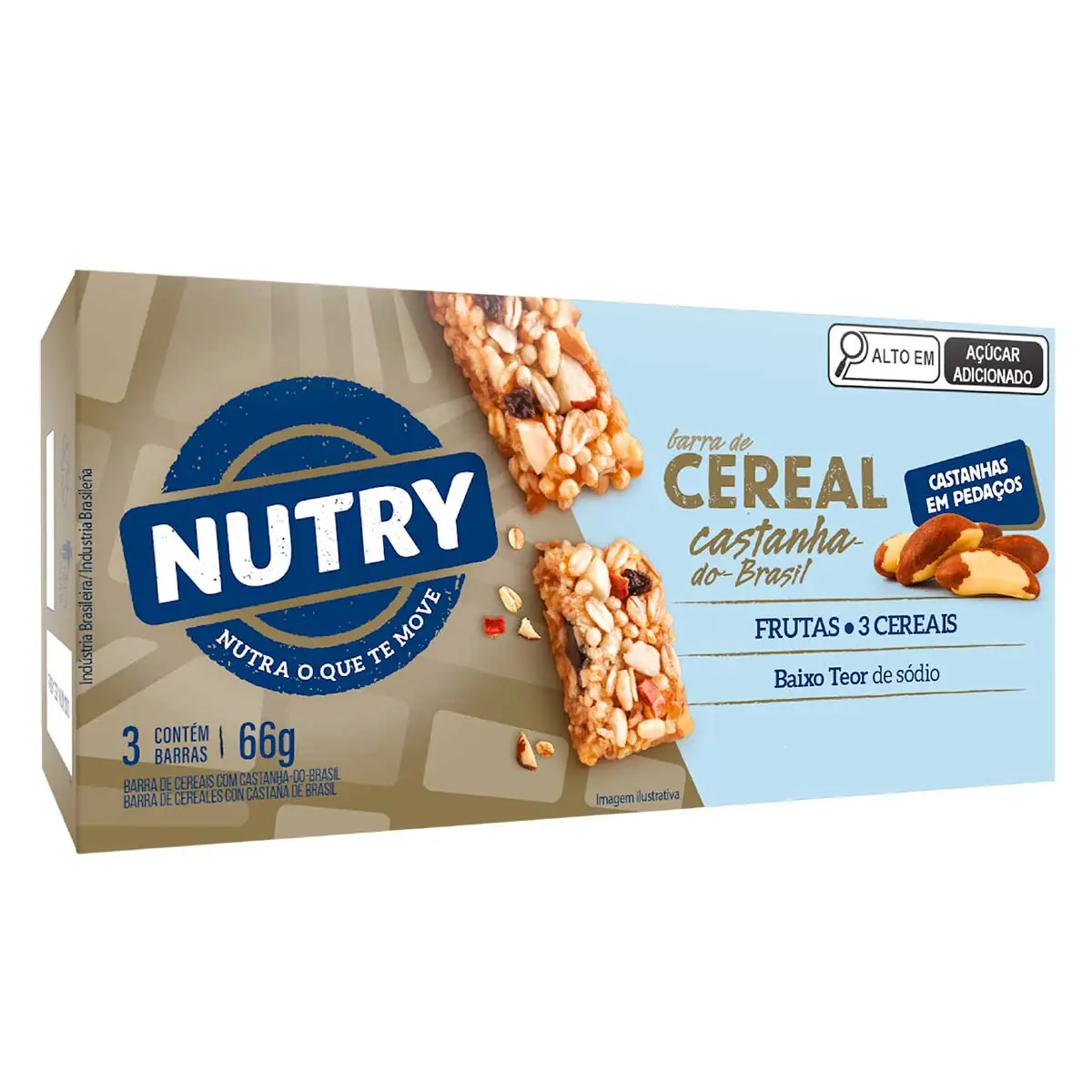 Barra de Cereal Sabor Castanha com Chocolate Nutry 3 unidades