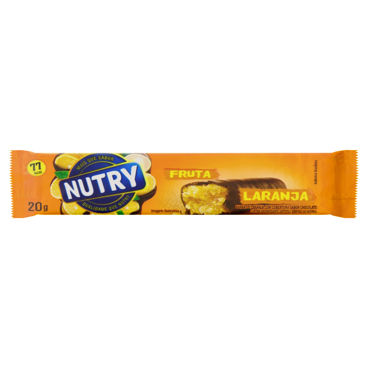 Barra De Frutas Laranja Cobertura Chocolate Nutry Pacote 20g