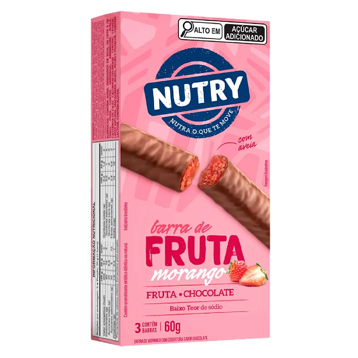 Barra de Cereal Sabor Morango com Chocolate Nutry 3 Unidades