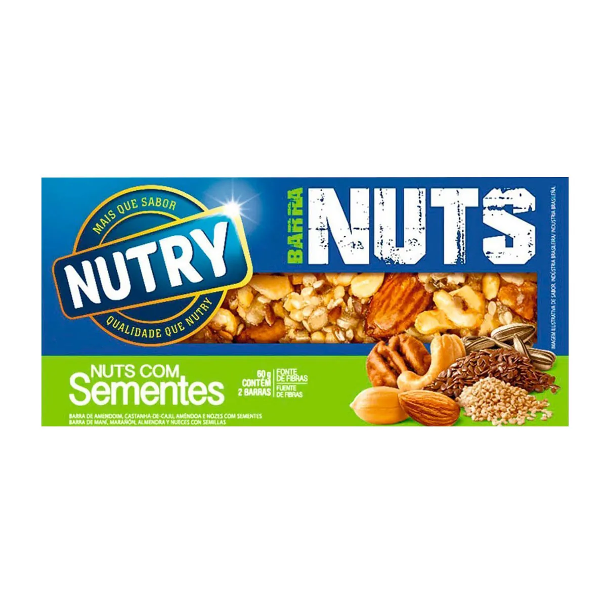 Cereal em Barra com Sementes Nuts NUTRY Caixa 60g