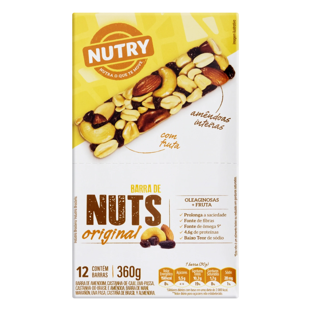 Barra De Nuts Original Nutry Caixa 360g 12 Unidades