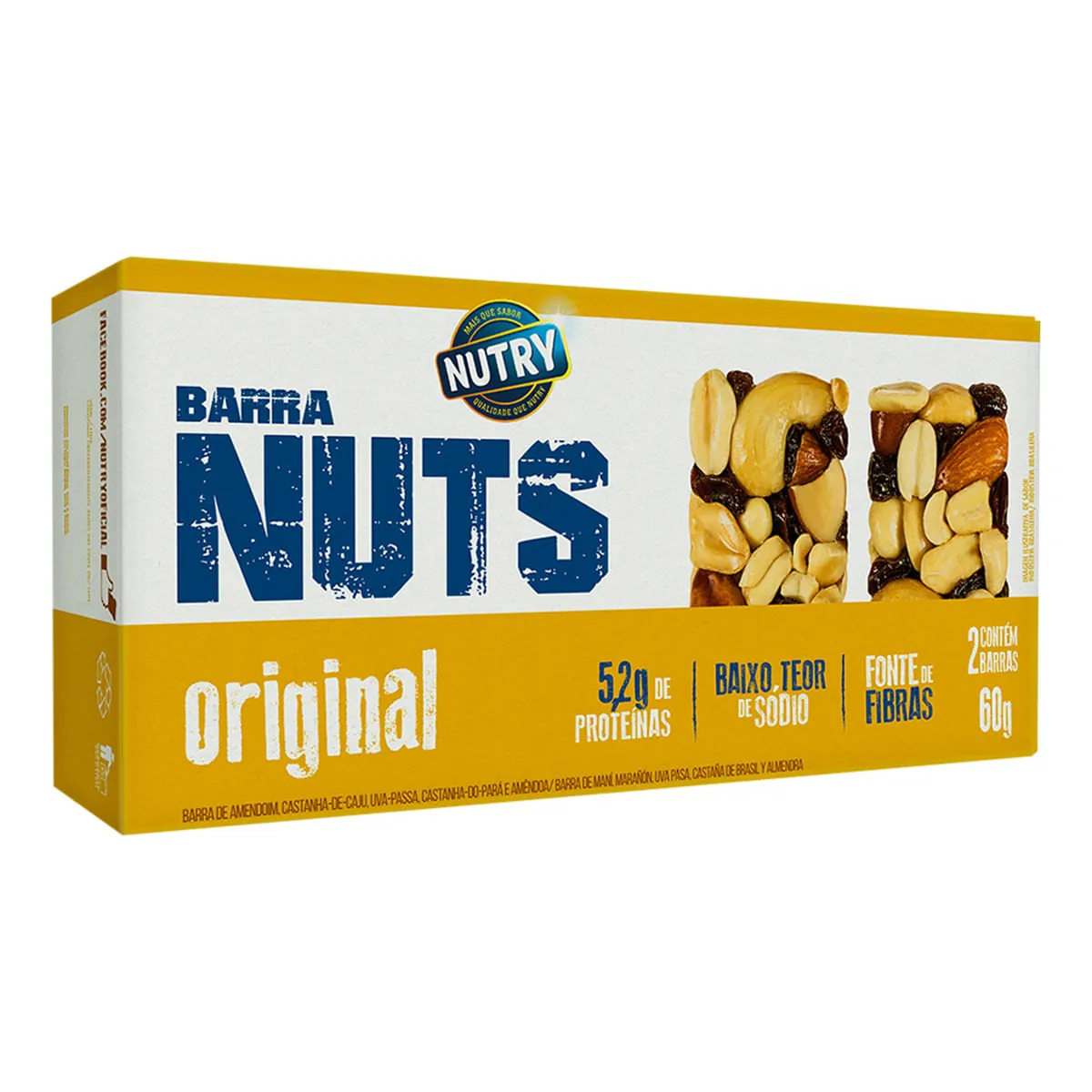 Barra de Cereal Nuts Original NUTRY 60g 2 Unidades