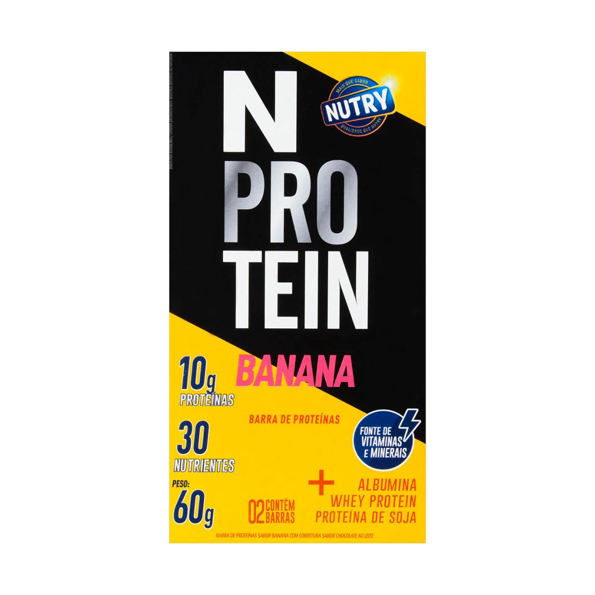 Barra de Proteína Sabor Banana NUTRY com 2 Unidades 60g