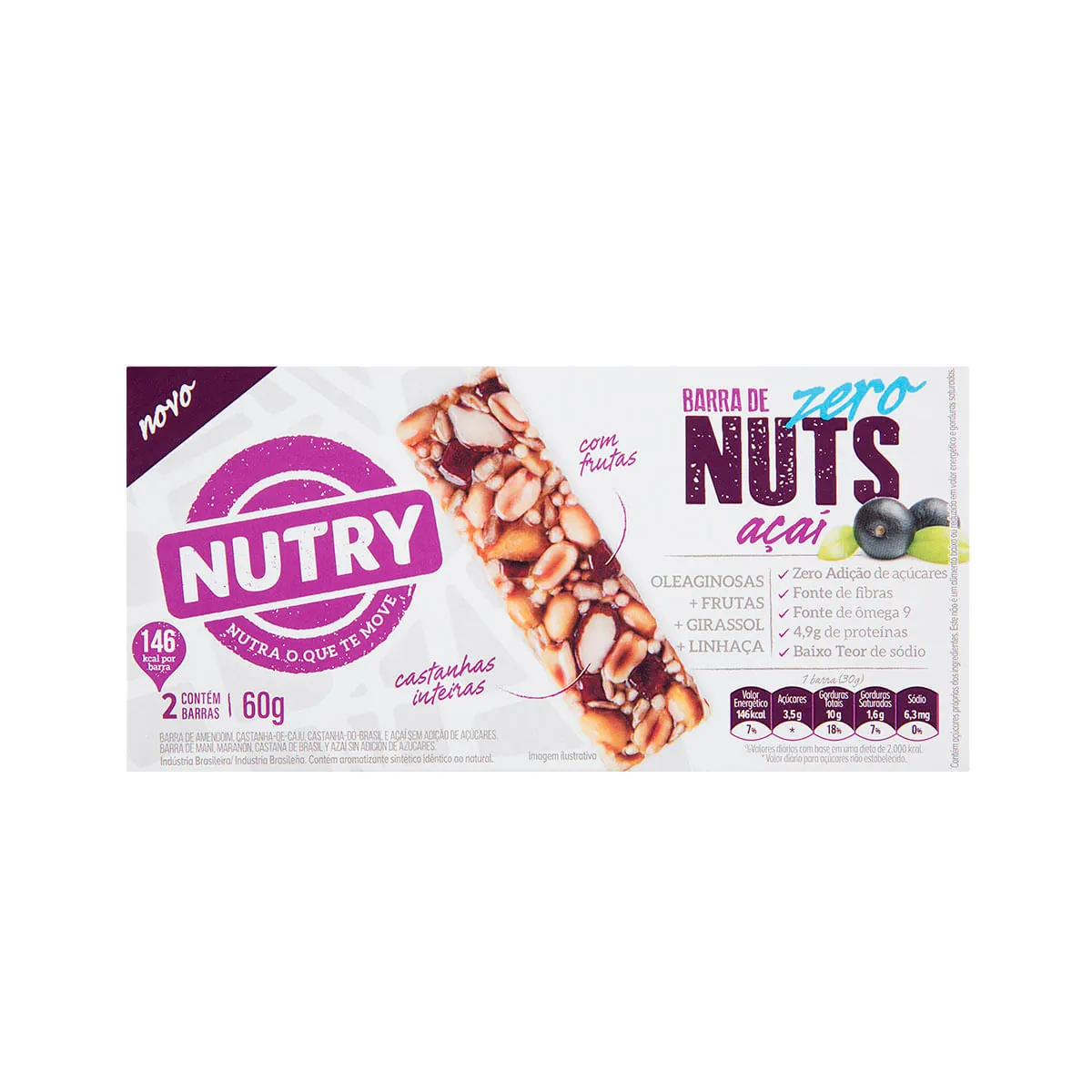 Barra de Cereal Zero Açaí Nutry 60g