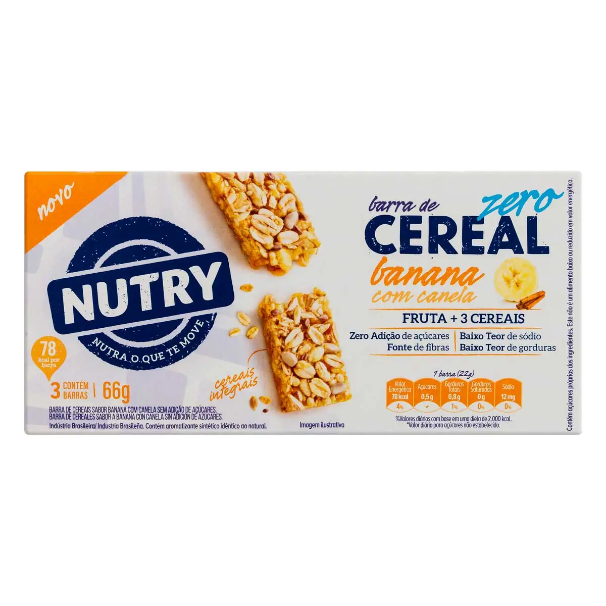 Kit Barra de Cereal Nutry Zero Banana com Canela 22mg 3 Unidades
