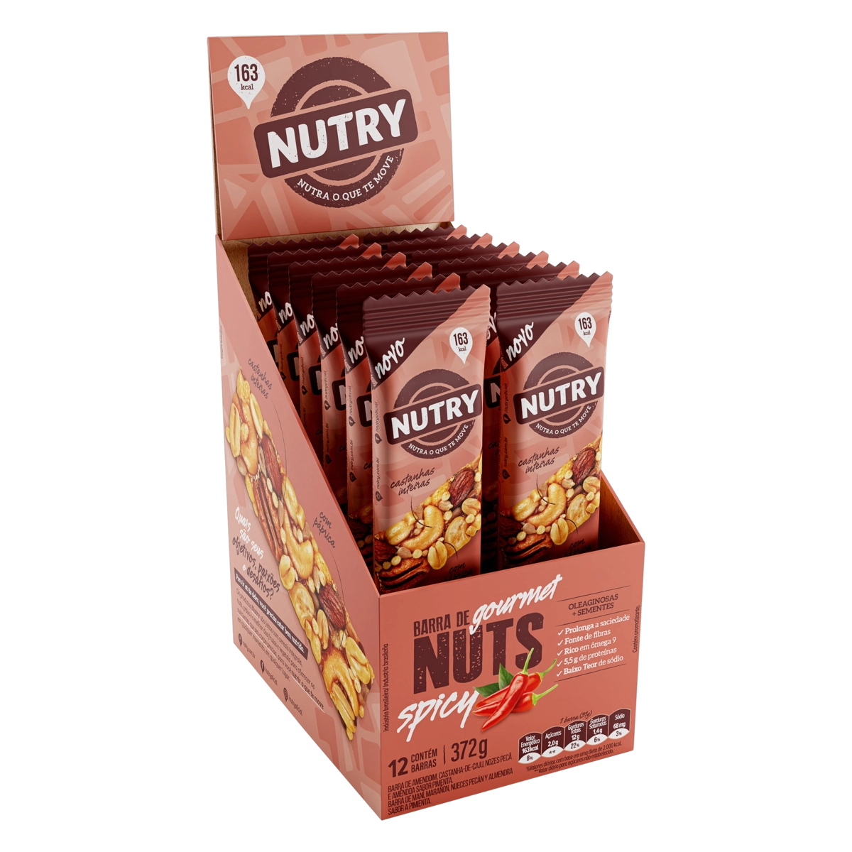 Barra De Nuts Spicy Nutry Gourmet Caixa 372g 12 Unidades
