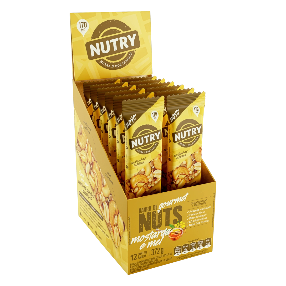 Barra De Nuts Mostarda E Mel Nutry Gourmet Caixa 372g 12 Unidades