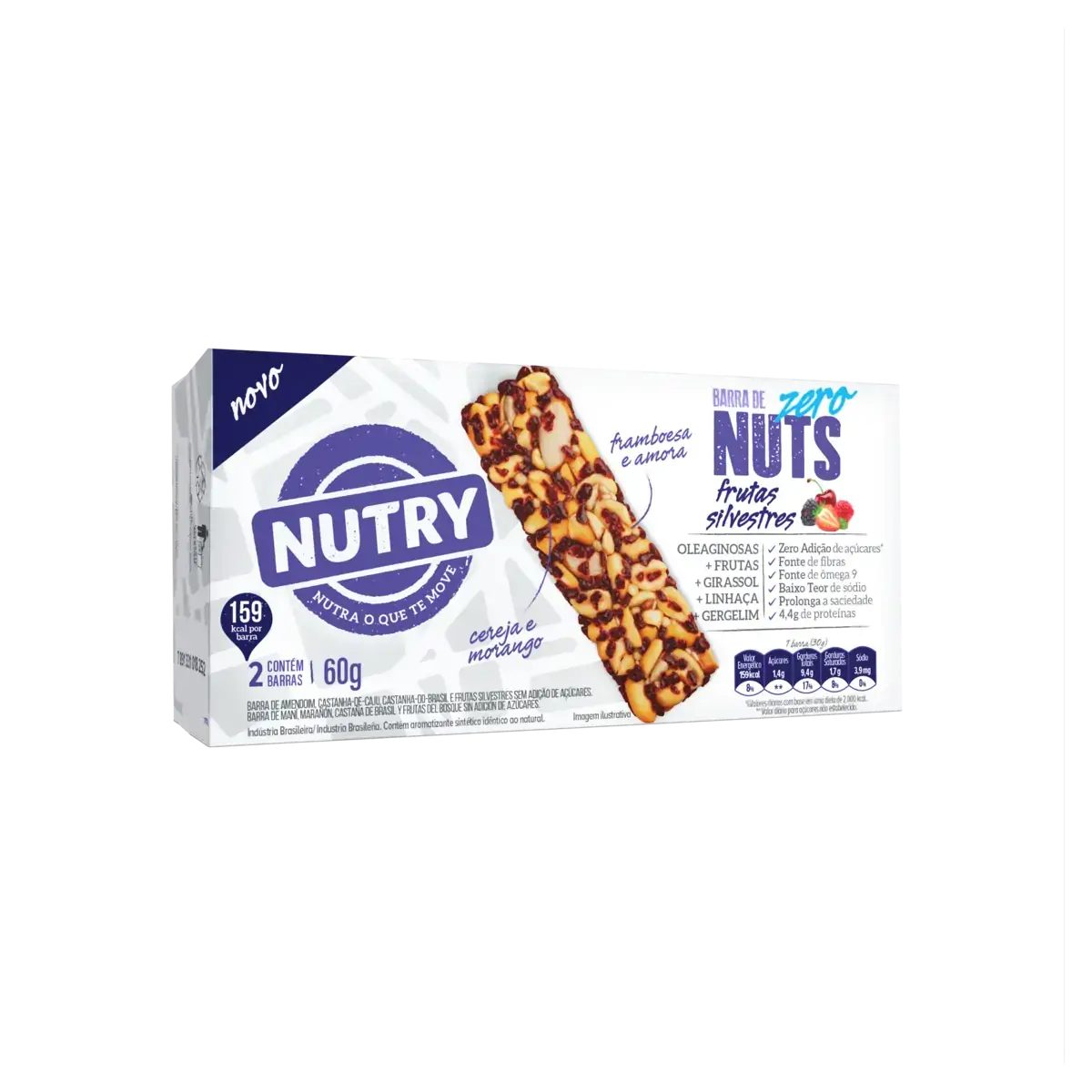 Pack Barra De Nuts Frutas Silvestres Nutry Caixa 60g 2 Unidades