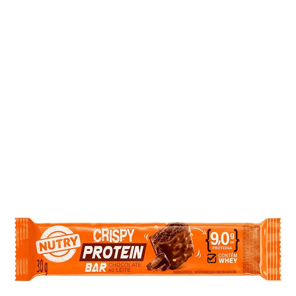 Barra De Proteína Nutry Crispy Protein Bar Chocolate ao Leite Cobertura Chocolate 30g