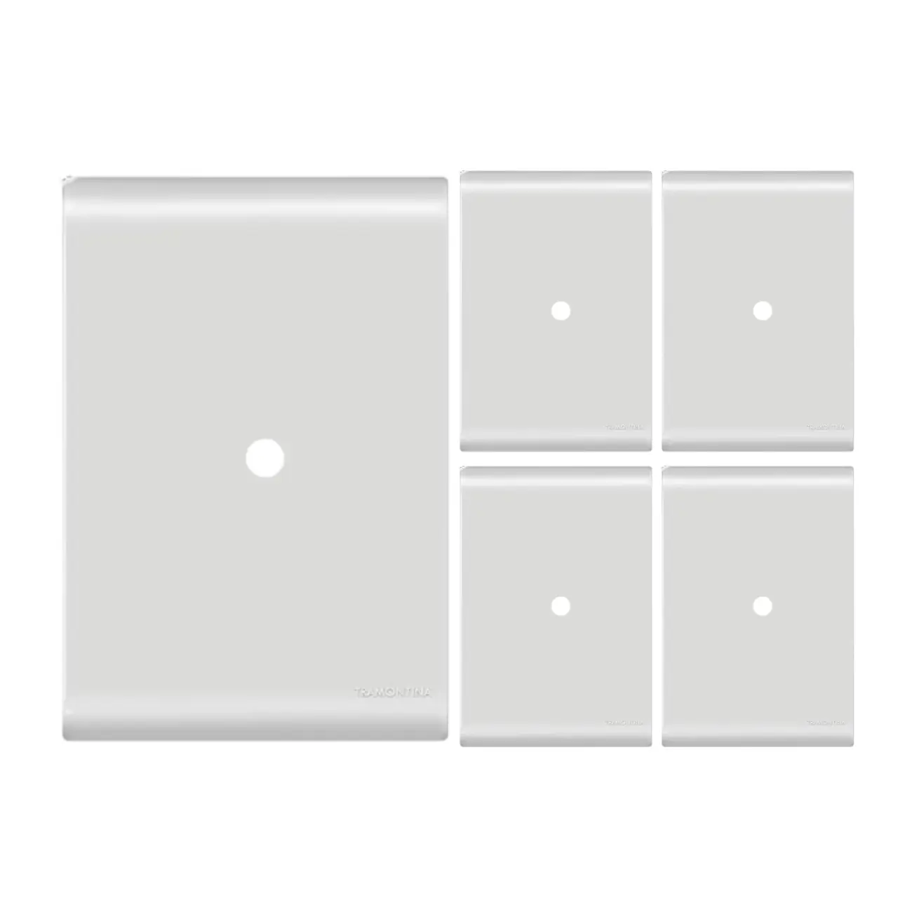 Placa Tramontina 4x2 1 Furo P/ Fio C/ Suporte Liz - Kit 5 Un
