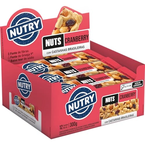 Barra De Nuts Cranberry Nutry Caixa 300g 12 Unidades