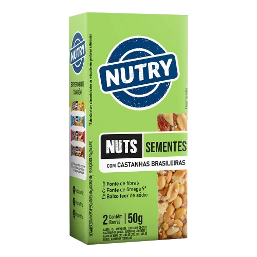 Pack Barra De Nuts Sementes Nutry Caixa 50g 2 Unidades