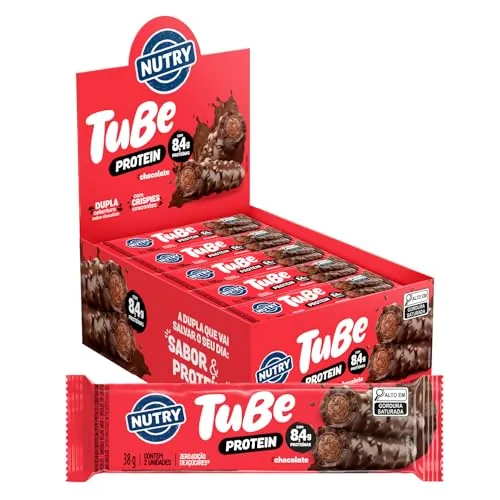 Wafer Chocolate Cobertura Chocolate Ao Leite Nutry Tube Protein Caixa 456g 12 Unidades