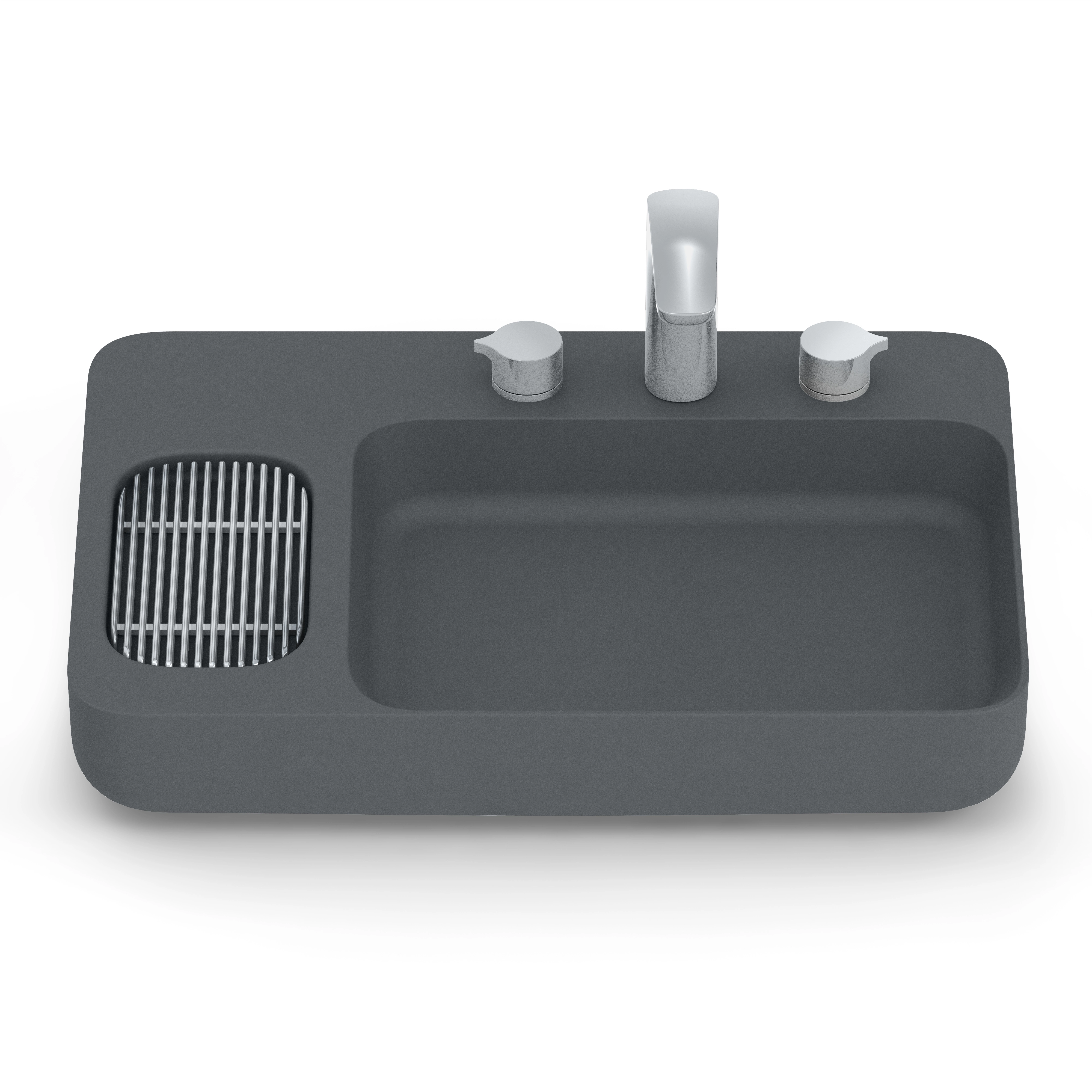 Cuba de Apoio Porcelanato Retangular Infinity 60x42cm Grafite Roca