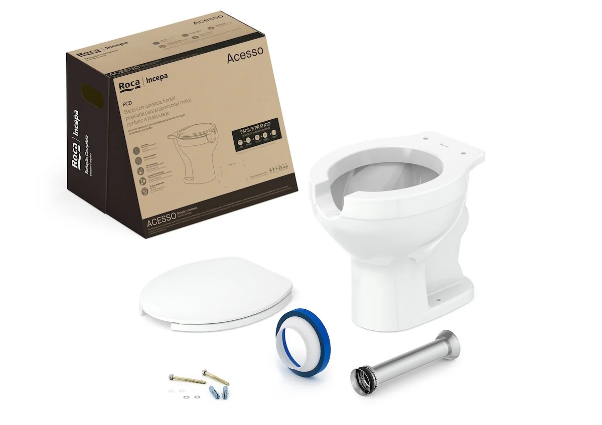 Kit De Bacia Convencional Assento Pp E Complementos De Instalação Infantil Roca I Incepa Branco Brilhante