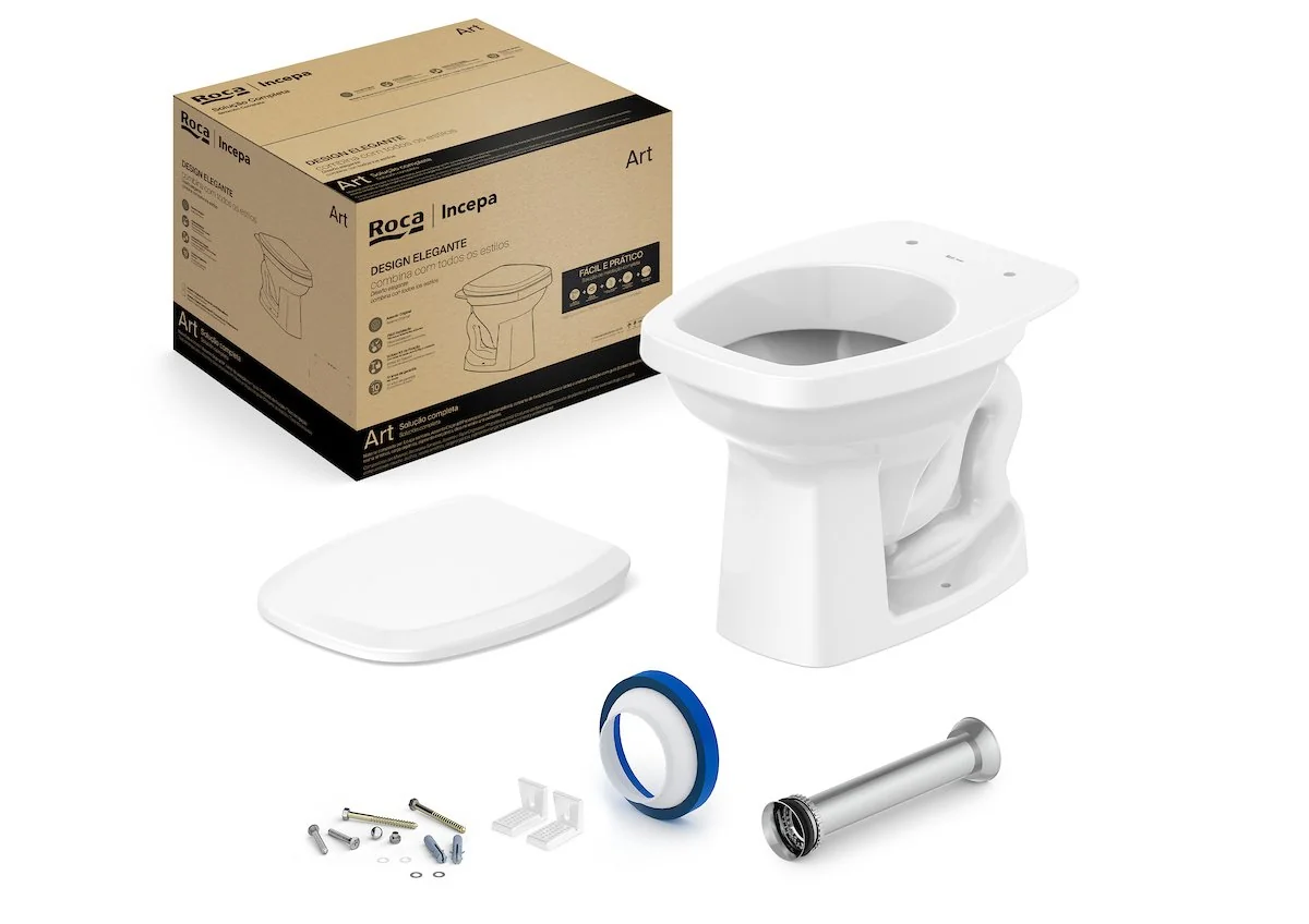 Kit De Bacia Convencional Assento Pp E Complementos De Instalação Art Roca I Incepa Branco Brilhante