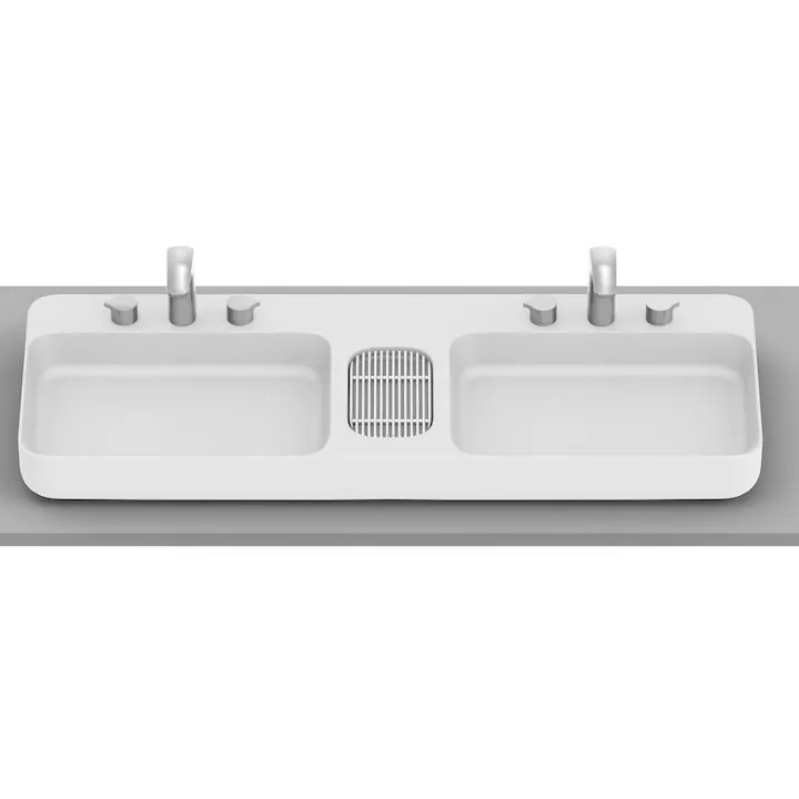 Cuba de Apoio Retangular Branco Fosco 1100x48cm Matte Infinity Roca