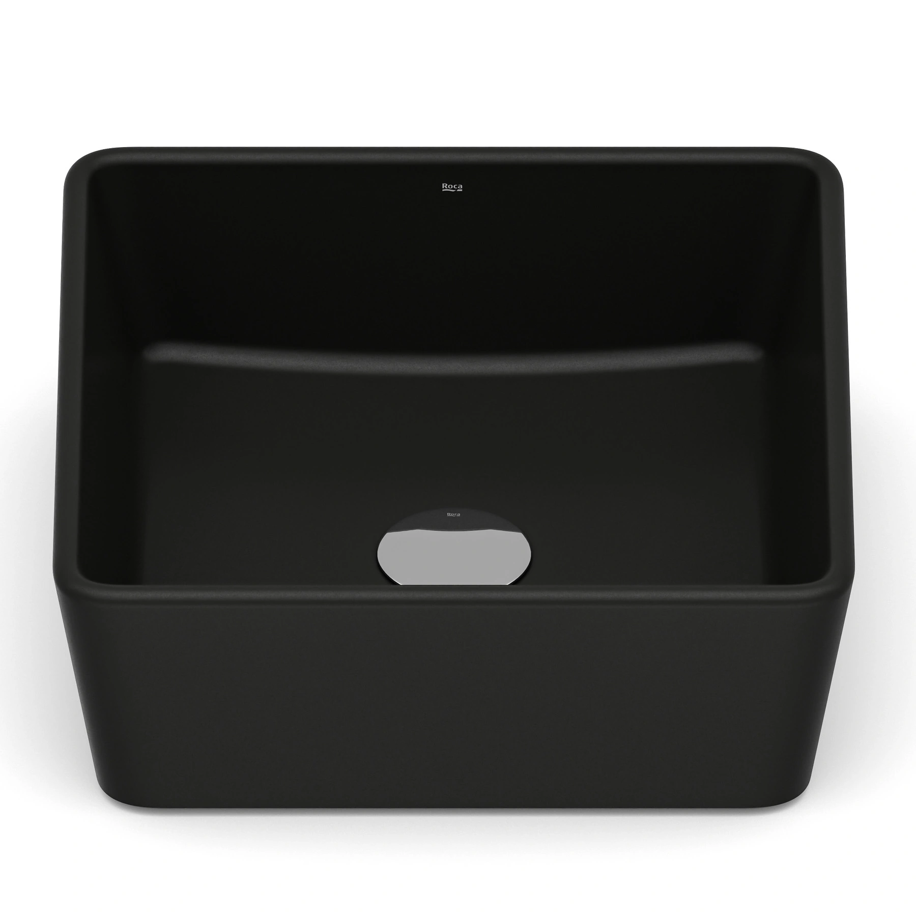 Cuba para Banheiro de Apoio Louça Quadrada Matte Black 35x35cm Optica Roca
