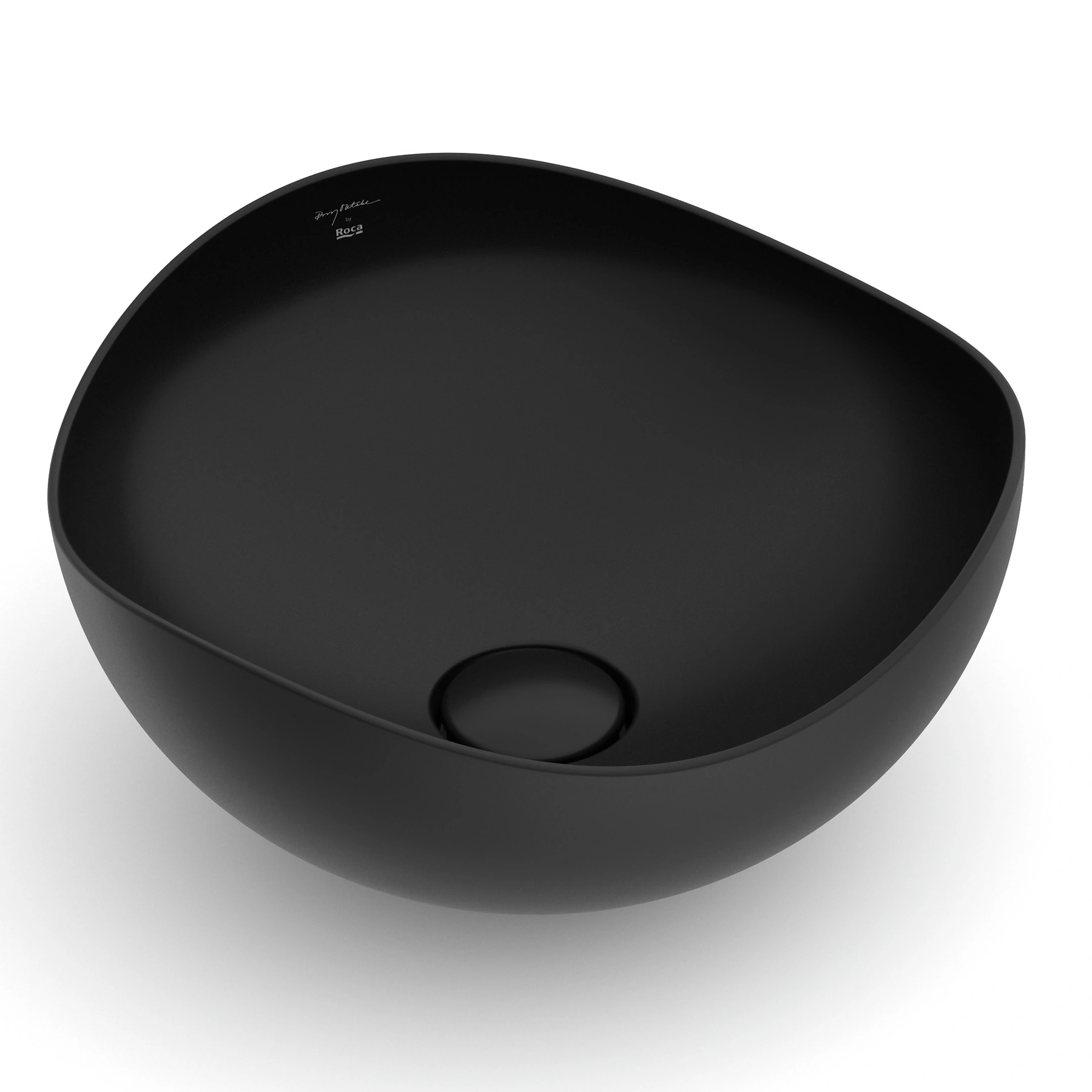 Cuba para Banheiro de Apoio Louça Redonda Matte Black 37,5cm Ruy Ohtake Roca