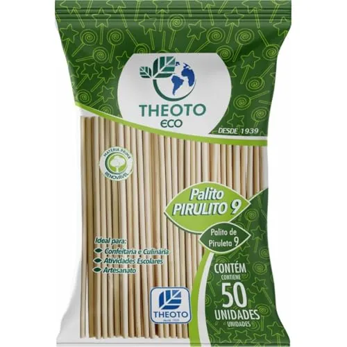 Palito Pirulito Bambu 90mm 50un 66017 Theoto